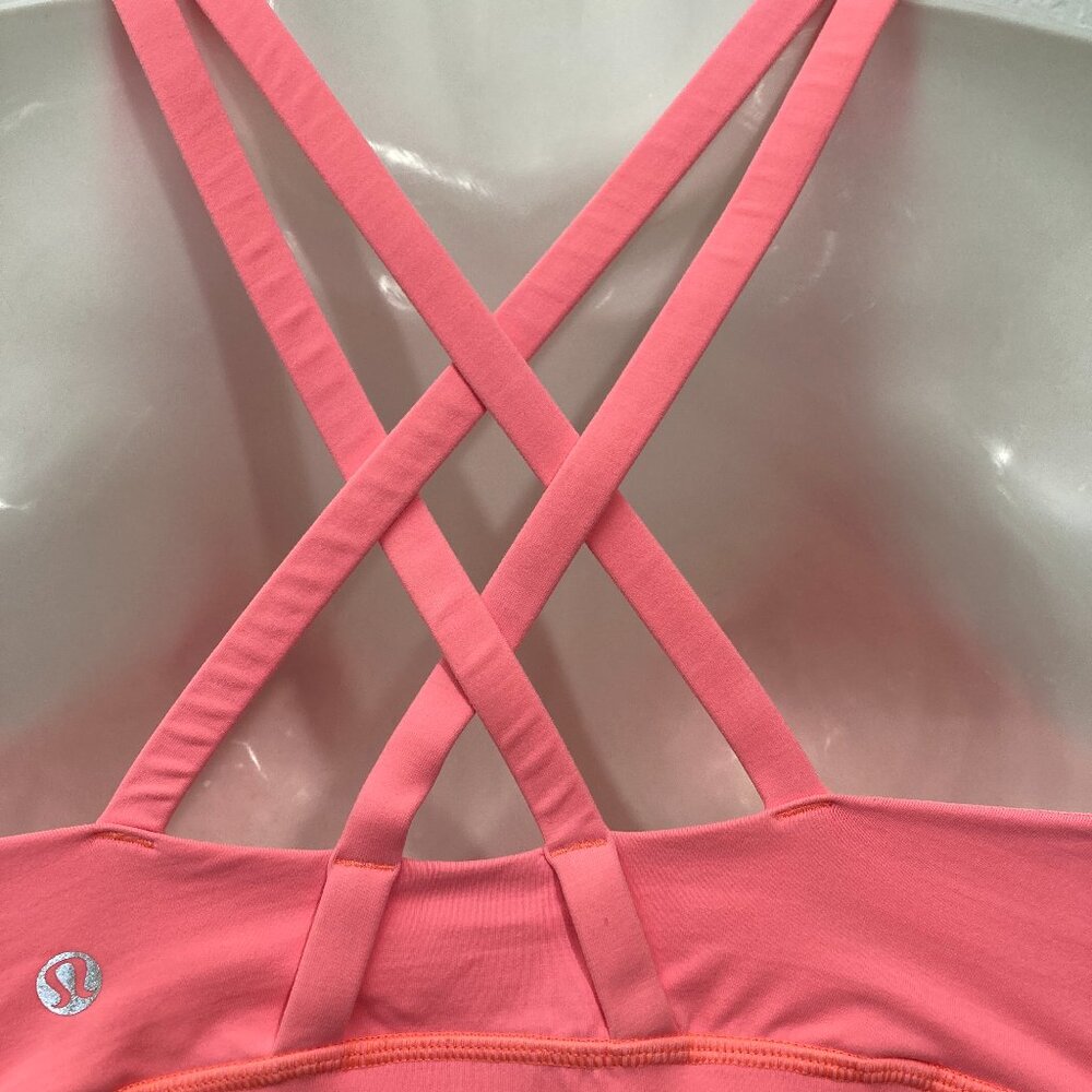 Lululemon Women’s Size 6 Energy Bra Long Line Neon Orange Sports Bra Crossback - Picture 7 of 10